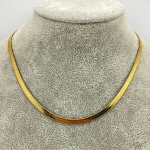 Elegant Y2K Gold Herringbone Choker Necklace 14.5- 16.5” Adjustable Chain